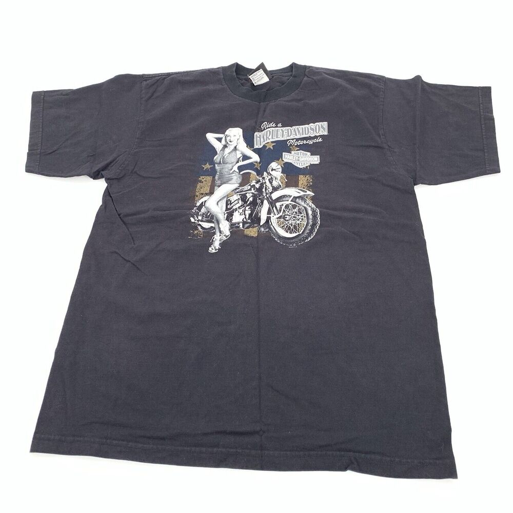 2008 Harley Davidson Pin Up Girl Short Sleeve T-Shirt XL Adult Mens Black